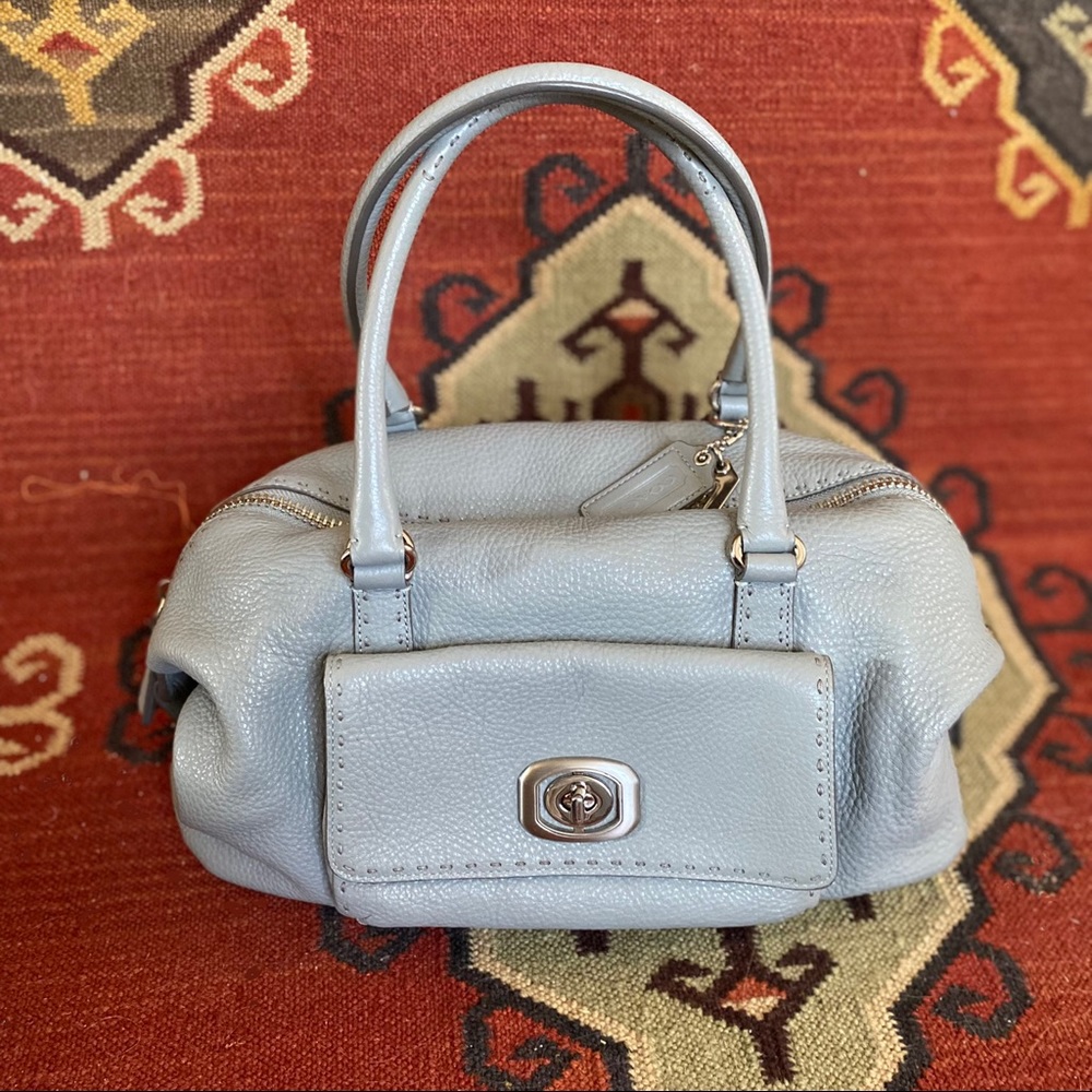 Mint condition grey leather Coach satchel purse